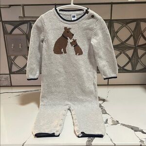 Janie and Jack Gray Bodysuit with Dog Design